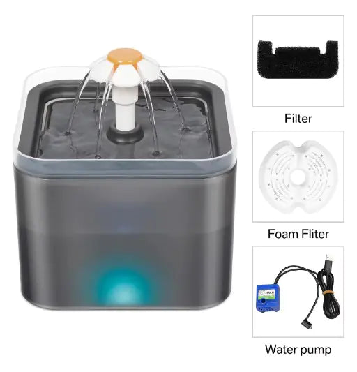 Pet Water Fountain with LED & Filter